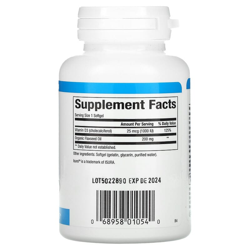Natural Factors, Vitamin D3, 25 mcg (1,000 IU), 180 Softgels 68958010540