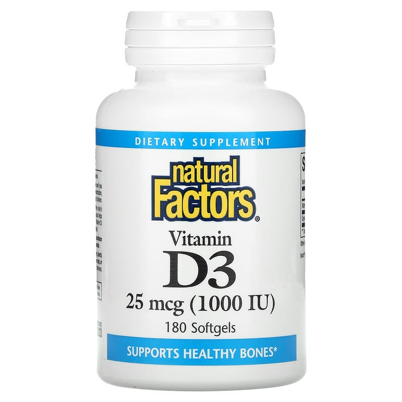 Natural Factors Vitamin D3 25 mcg (1,000 IU) 180 Softgels 68958010540