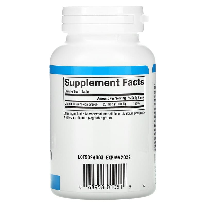 Natural Factors, Vitamin D3, 25 mcg (1,000 IU), 180 Tablets 68958010519