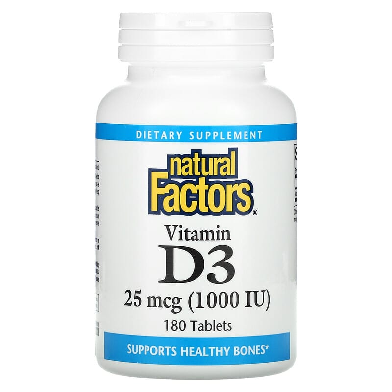 Natural Factors Vitamin D3 25 mcg (1,000 IU) 180 Tablets 68958010519