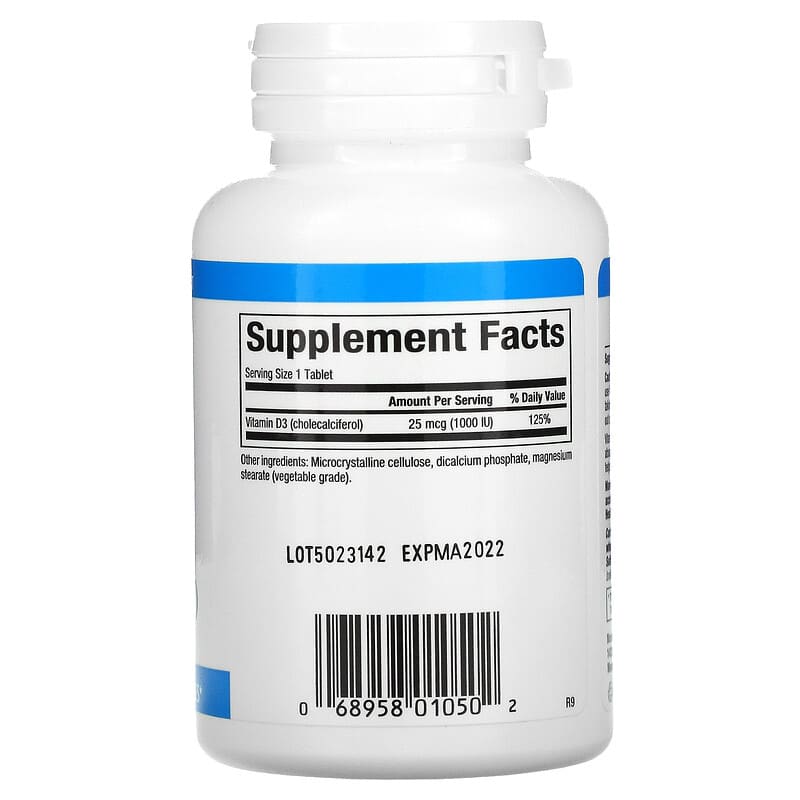 Natural Factors, Vitamin D3, 25 mcg (1,000 IU), 90 Tablets 68958010502