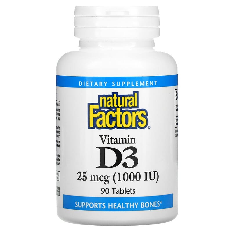 Natural Factors Vitamin D3 25 mcg (1,000 IU) 90 Tablets 68958010502