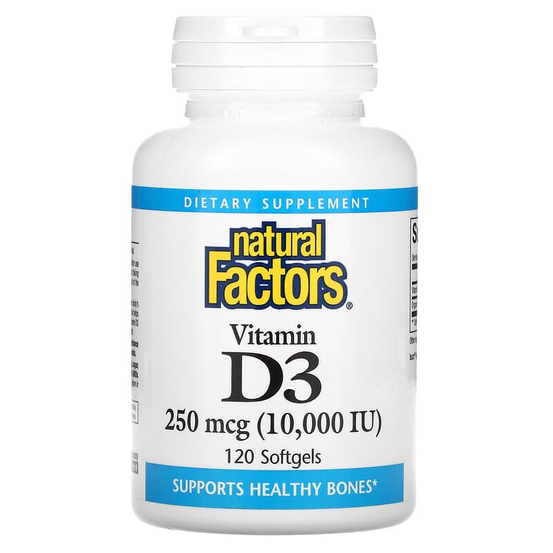 Natural Factors Vitamin D3 250 mcg (10,000 IU) 120 Softgels 68958010649
