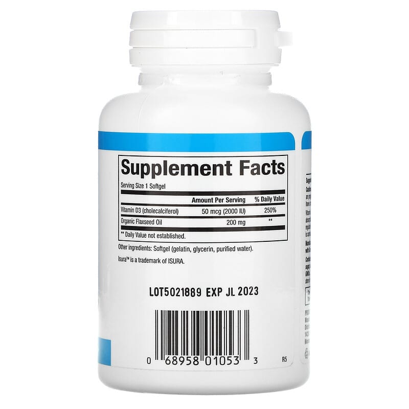 Natural Factors, Vitamin D3, 50 mcg (2,000 IU), 120 Softgels 68958010533