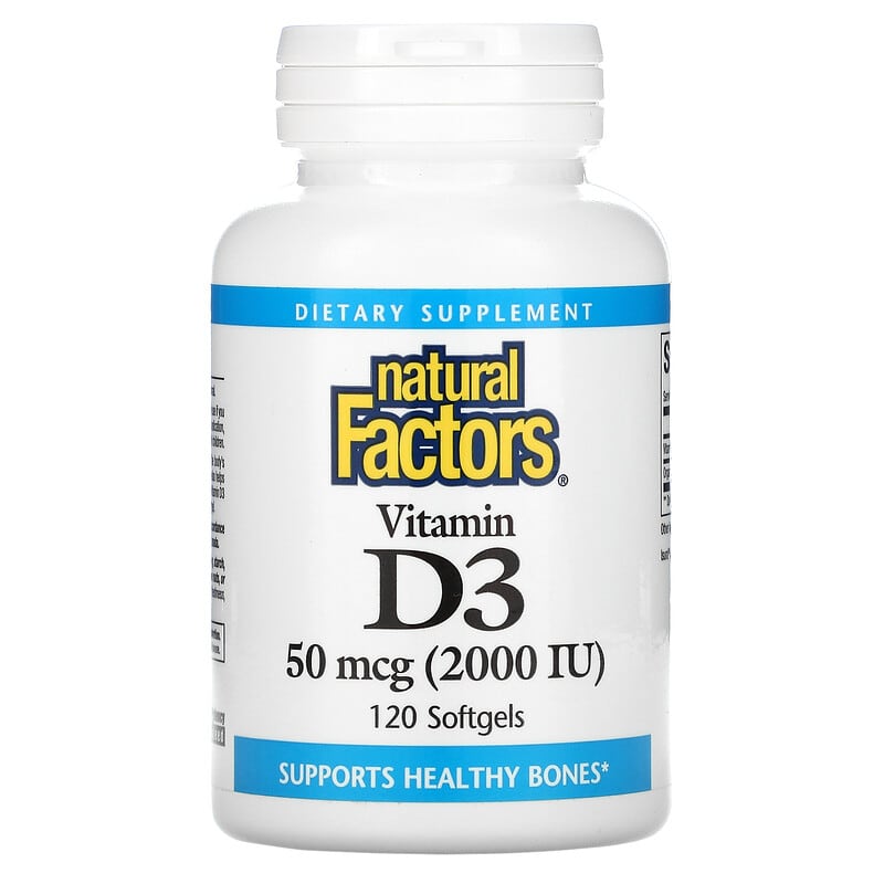Natural Factors Vitamin D3 50 mcg (2,000 IU) 120 Softgels 68958010533