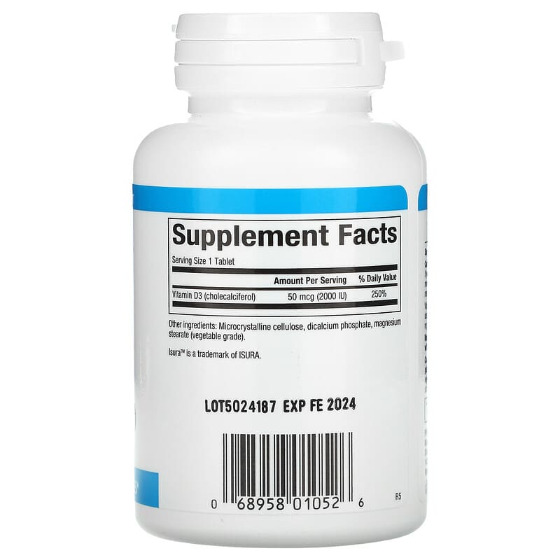 Natural Factors, Vitamin D3, 50 mcg (2,000 IU), 90 Tablets 68958010526