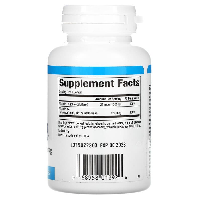 Natural Factors, Vitamin D3 & K2, 60 Softgels 68958012926