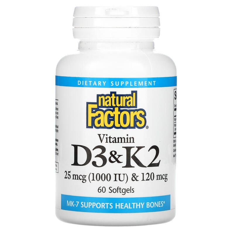 Natural Factors Vitamin D3 & K2 60 Softgels 68958012926