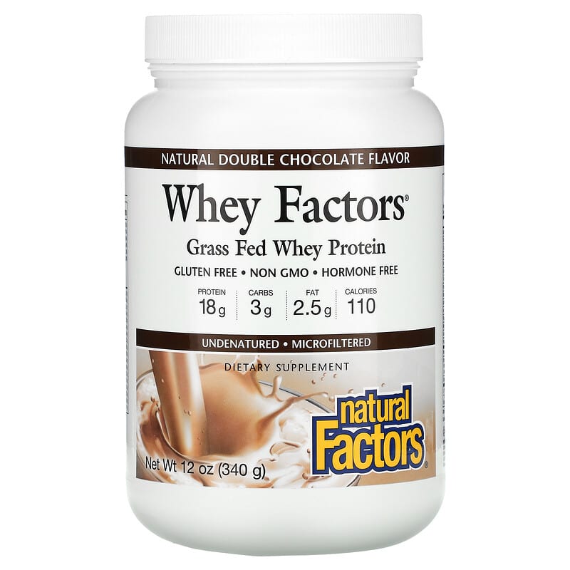 Natural Factors Whey Factors Grass Fed Whey Protein Natural Double Chocolate 12 oz (340 g) 68958029276