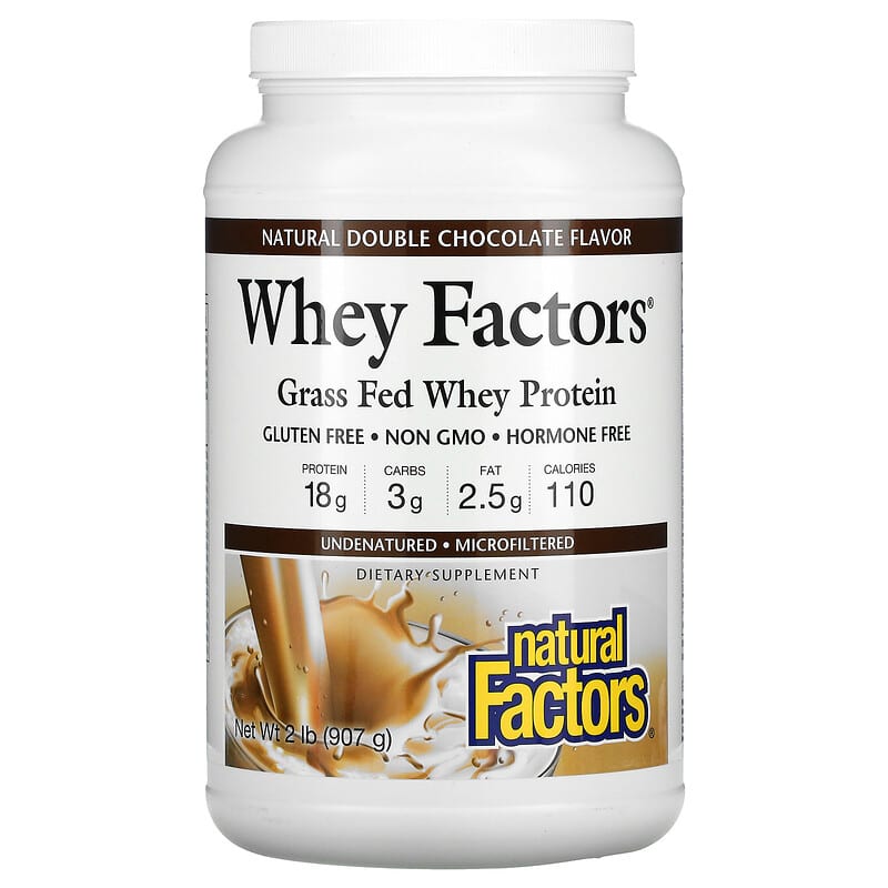 Natural Factors Whey Factors Grass Fed Whey Protein Natural Double Chocolate 2 lb (907 g) 68958029344