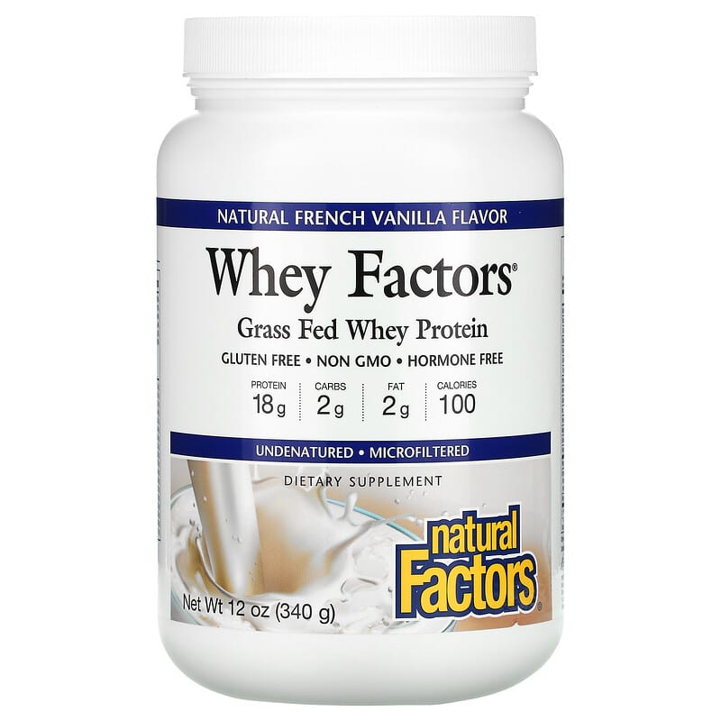 Natural Factors Whey Factors Grass Fed Whey Protein Natural French Vanilla 12 oz (340 g) 68958029269