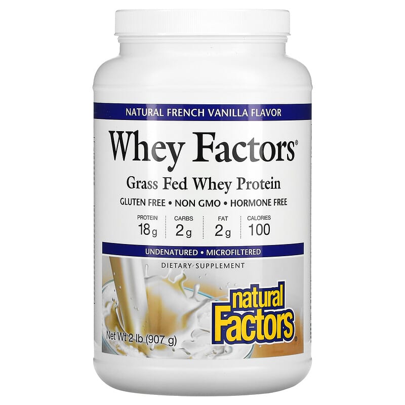Natural Factors Whey Factors Grass Fed Whey Protein Natural French Vanilla Flavor 2 lb (907 g) 68958029320