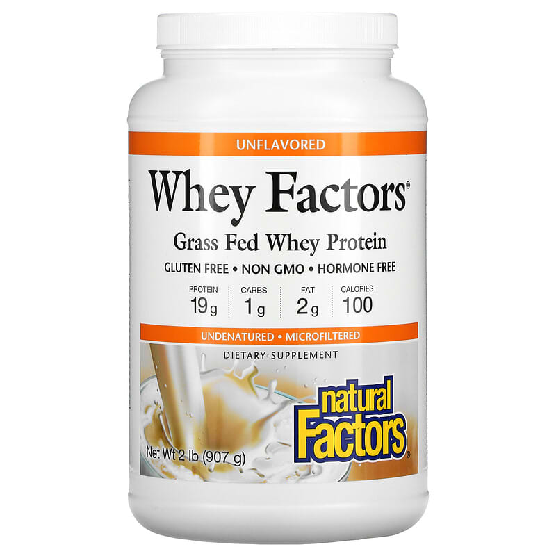Natural Factors Whey Factors Grass Fed Whey Protein Unflavored 2 lb (907 g) 68958029351