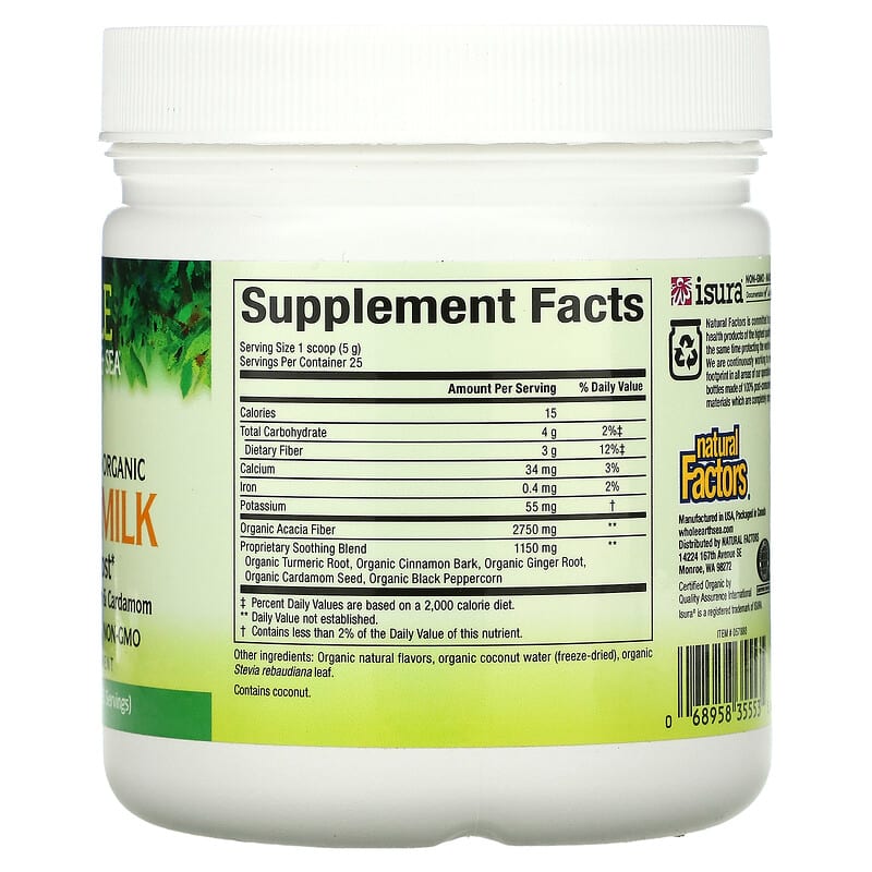 Natural Factors, Whole Earth & Sea, Golden Milk Soothing Boost, 4.4 oz (124.7 g) 68958355535