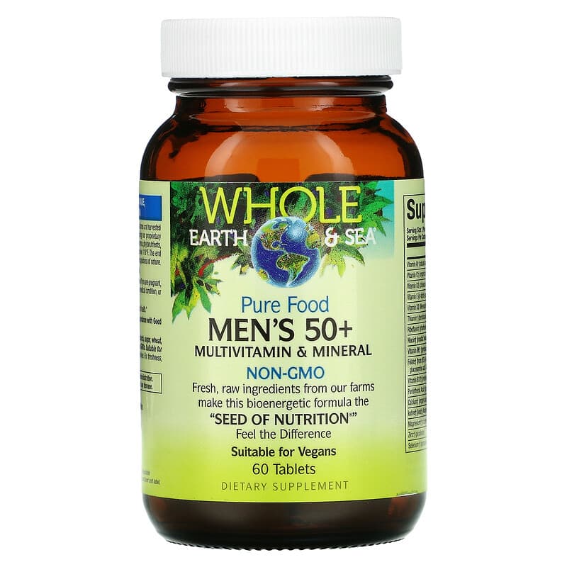 Natural Factors, Whole Earth & Sea, Men's 50+ Multivitamin & Mineral, 60 Tablets 68958355030