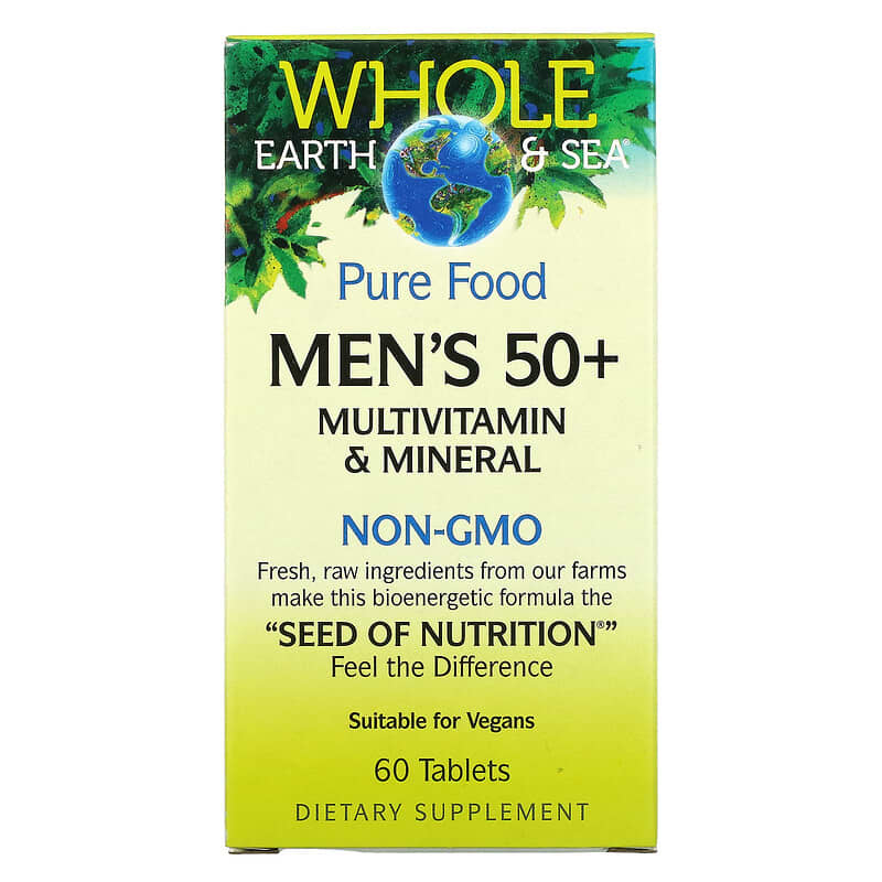 Natural Factors Whole Earth & Sea Men's 50+ Multivitamin & Mineral 60 Tablets 68958355030