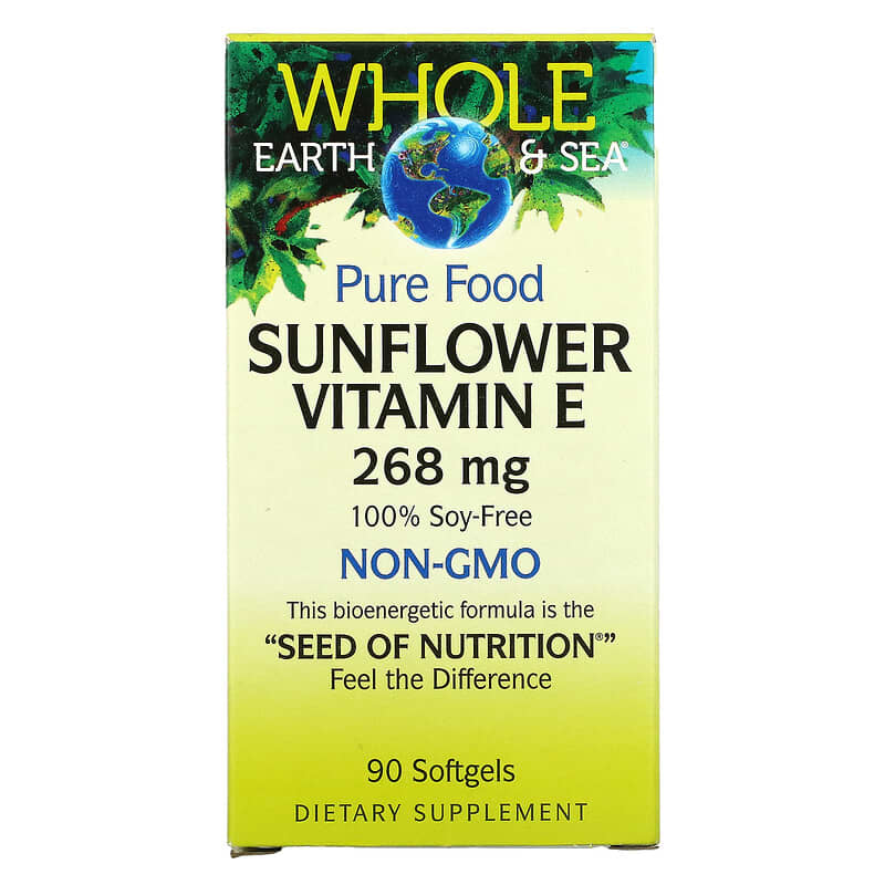 Natural Factors Whole Earth & Sea Sunflower Vitamin E 268 mg 90 Softgels 68958355139