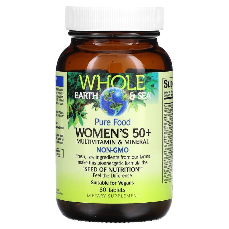 Natural Factors, Whole Earth & Sea, Women's 50+ Multivitamin & Mineral, 60 Tablets 68958355016