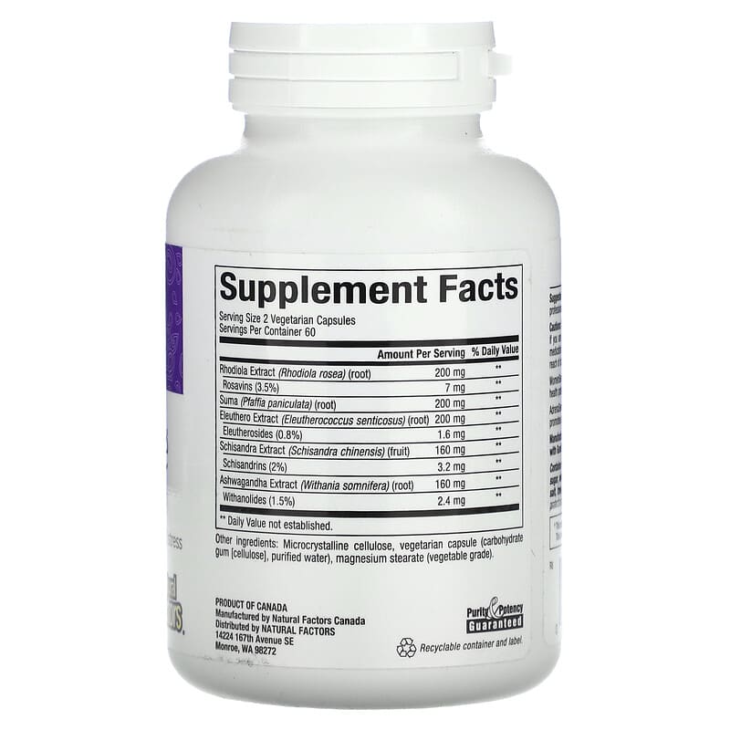 Natural Factors, WomenSense, AdrenaSense, Adrenal Formula, 120 Vegetarian Capsules 68958049427