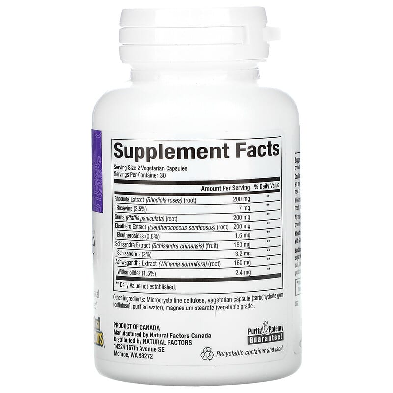 Natural Factors, Womensense, AdrenaSense, Adrenal Formula, 60 Vegetarian Capsules 68958049410