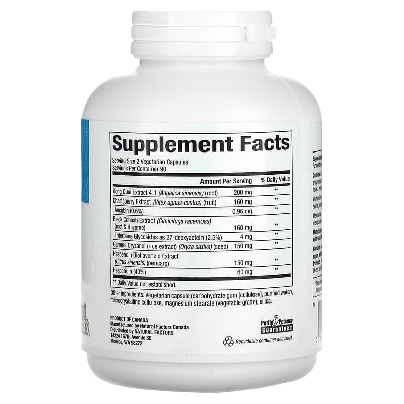 Natural Factors, WomenSense, MenoSense, Menopause Formula, 180 Vegetarian Capsules 68958049519