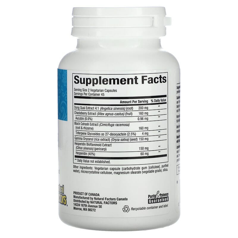 Natural Factors, WomenSense, MenoSense, Menopause Formula, 90 Vegetarian Capsules 68958049502