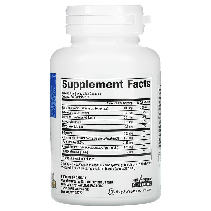 Natural Factors, WomenSense, ThyroSense, Thyroid Formula, 60 Vegetarians Capsules 68958049403