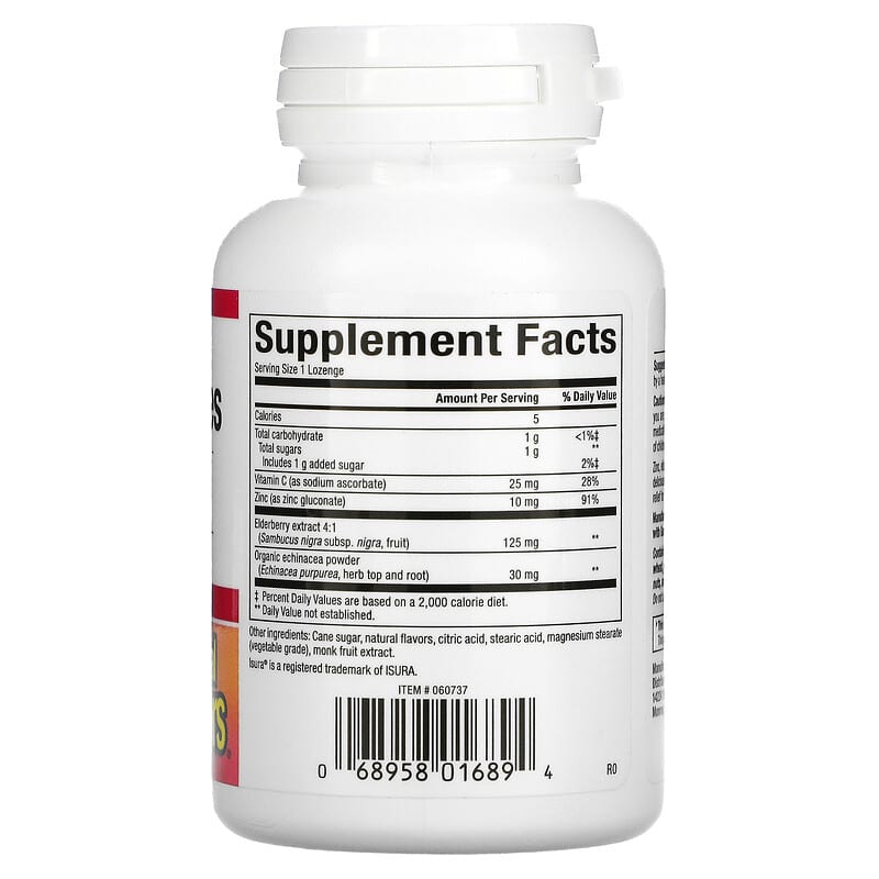 Natural Factors, Zinc Lonzenges, With Elderberry, Echinacea & Vitamin C, Cherry, 60 Lozenges 68958016894