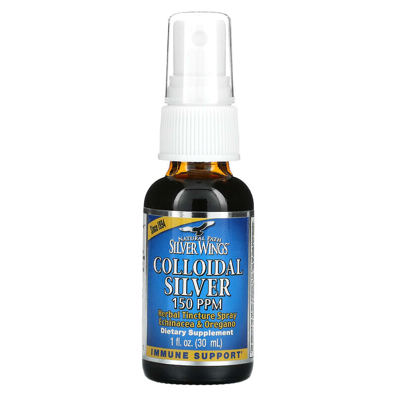 Natural Path Silver Wings, Colloidal Silver, Herbal Tincture Spray, 150 PPM, 1 fl oz (30 ml) 613405440441