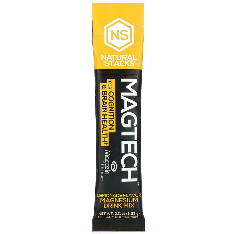 Natural Stacks, MagTech, Magnesium Drink Mix, Lemonade, 20 Stick Packs, 0.11 oz (3.23 g) Each 652508121413