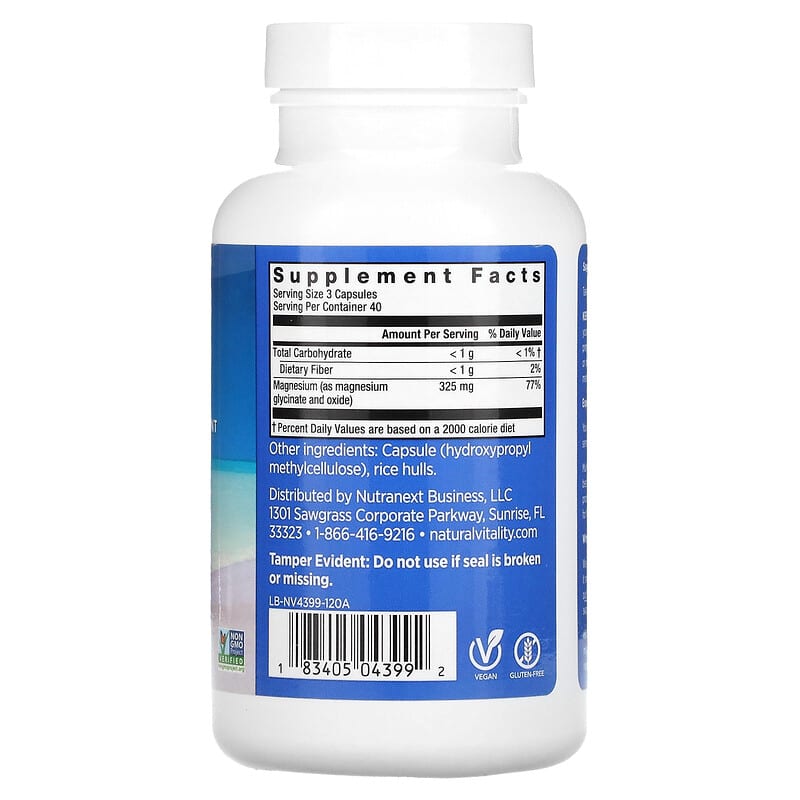 Natural Vitality, CALM, Magnesium, 120 Capsules 183405043992