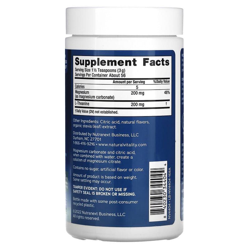 Natural Vitality, CALM Mind, Magnesium Supplement with L-Theanine Drink Mix, Honey Chamomile, 6 oz (168 g) 840230344044