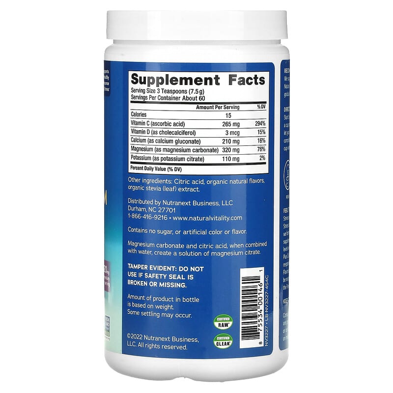 Natural Vitality, CALM Plus Calcium, Drink Mix, Raspberry-Lemon, 16 oz (454 g) 875534001461