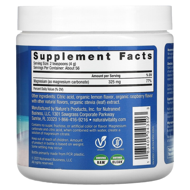 Natural Vitality, CALM, The Anti-Stress Drink Mix, Raspberry-Lemon, 8 oz (226 g) 183405043503
