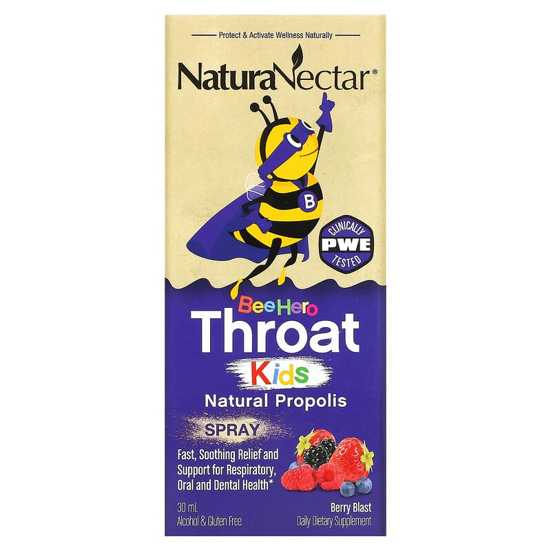 NaturaNectar Bee Hero Throat Kids Natural Propolis Spray Berry Blast 30 ml 837654326497