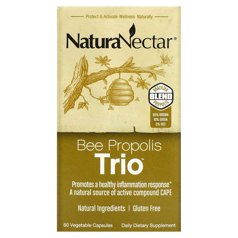 NaturaNectar Bee Propolis Trio 60 Vegetable Capsules 837654326558