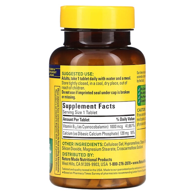 Nature Made, B12, Time Release, 1,000 mcg, 160 Tablets 31604027315