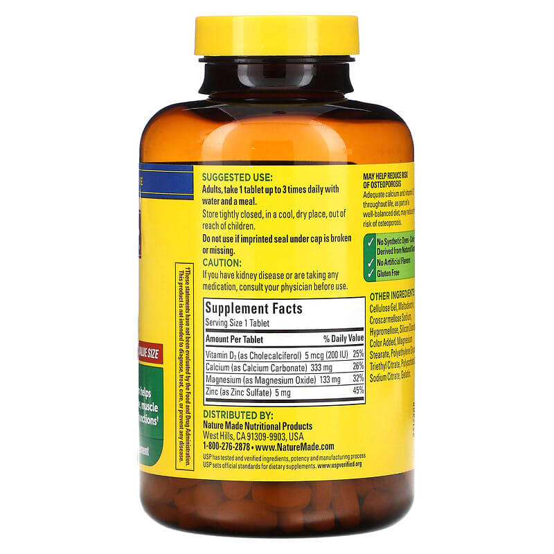 Nature Made, Calcium Magnesium Zinc with Vitamin D3, 300 Tablets 31604018931