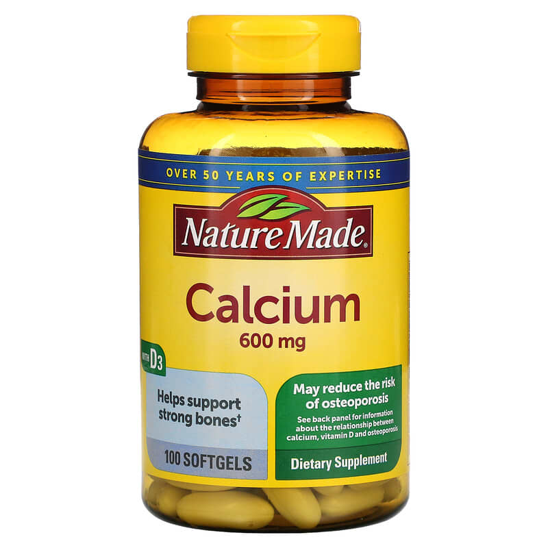 Nature Made Calcium with Vitamin D3 600 mg 100 Softgels 31604025083