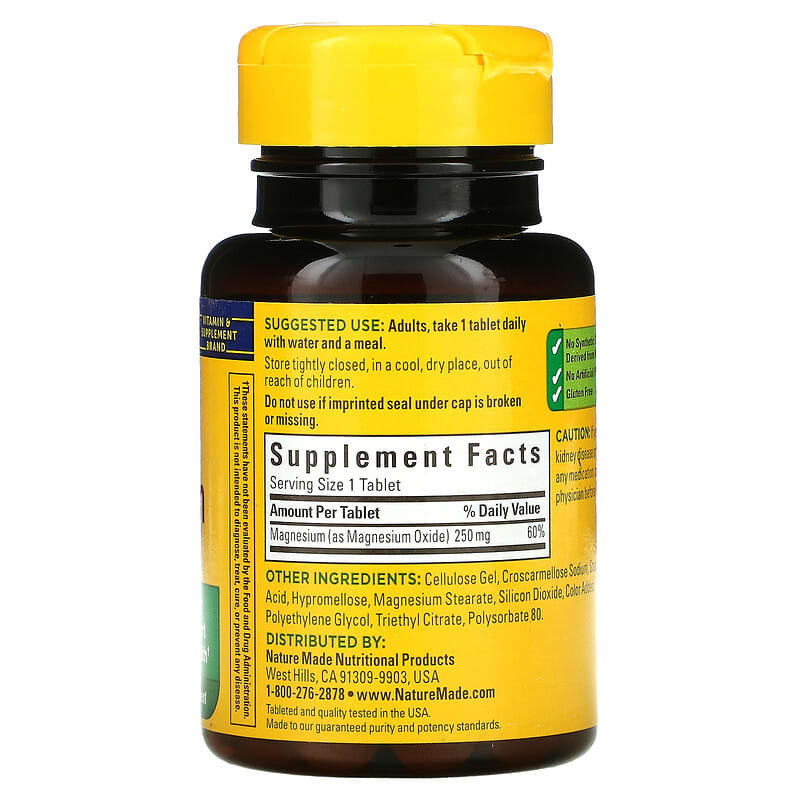 Nature Made, Magnesium, 250 mg, 100 Tablets 31604012694