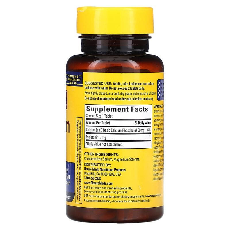 Nature Made, Melatonin, 5 mg, 90 Tablets 31604027438