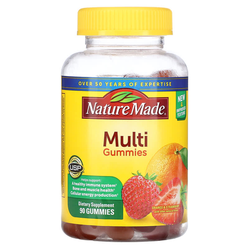 Nature Made Multi Gummies Orange & Strawberry 90 Gummies 31604028411