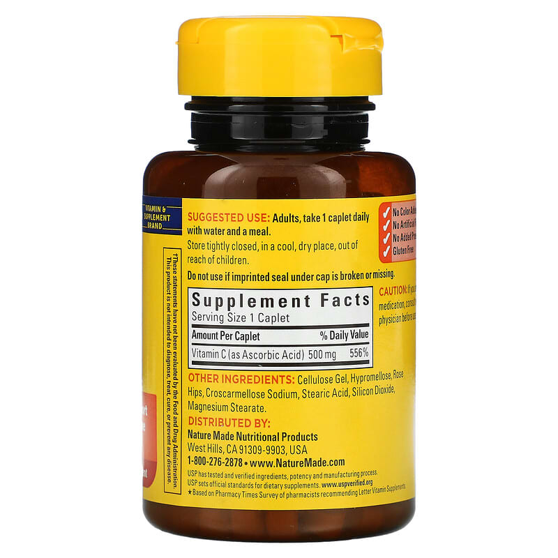 Nature Made, Vitamin C with Rose Hips, 500 mg, 130 Caplets 31604112592