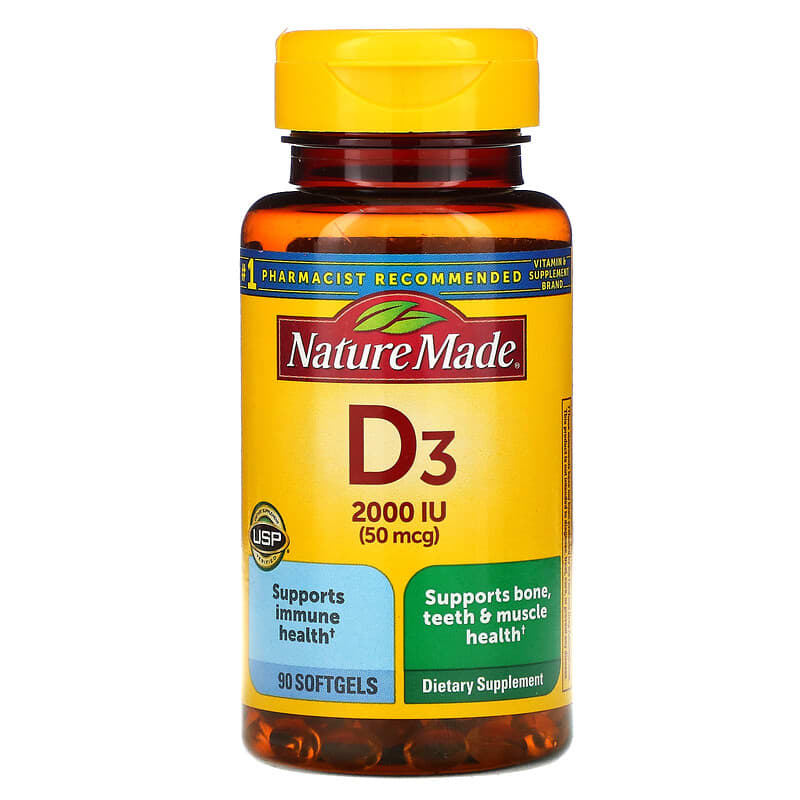 Nature Made Vitamin D3 2,000 IU (50 mcg) 90 Softgels 31604025854