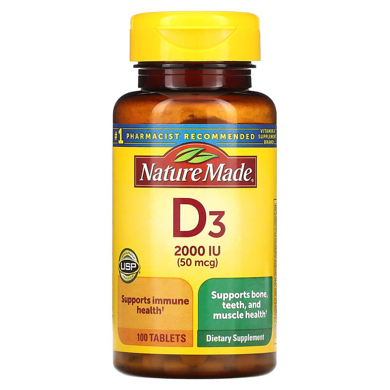 Nature Made Vitamin D3 50 mcg 100 Tablets 31604026738
