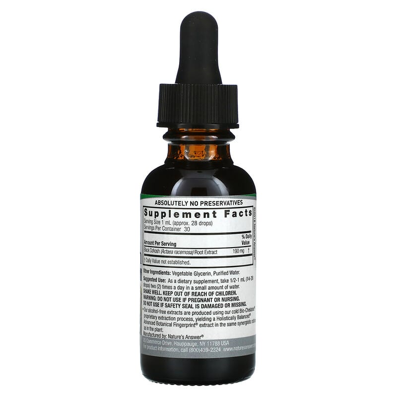 Nature's Answer, Black Cohosh, Alcohol-Free, 950 mg, 1 fl oz (30 ml) 83000005763