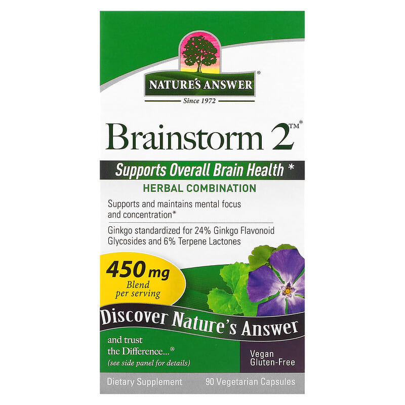 Nature's Answer Brainstorm 2 Herbal Combination 450 mg 90 Vegetarian Capsules 83000160233