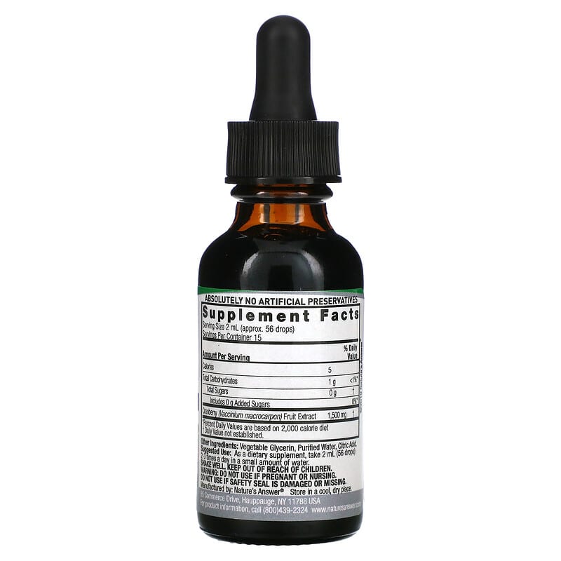 Nature's Answer, Cranberry Extract, Alcohol-Free, 10,000 mg, 1 fl oz (30 ml) 83000006005