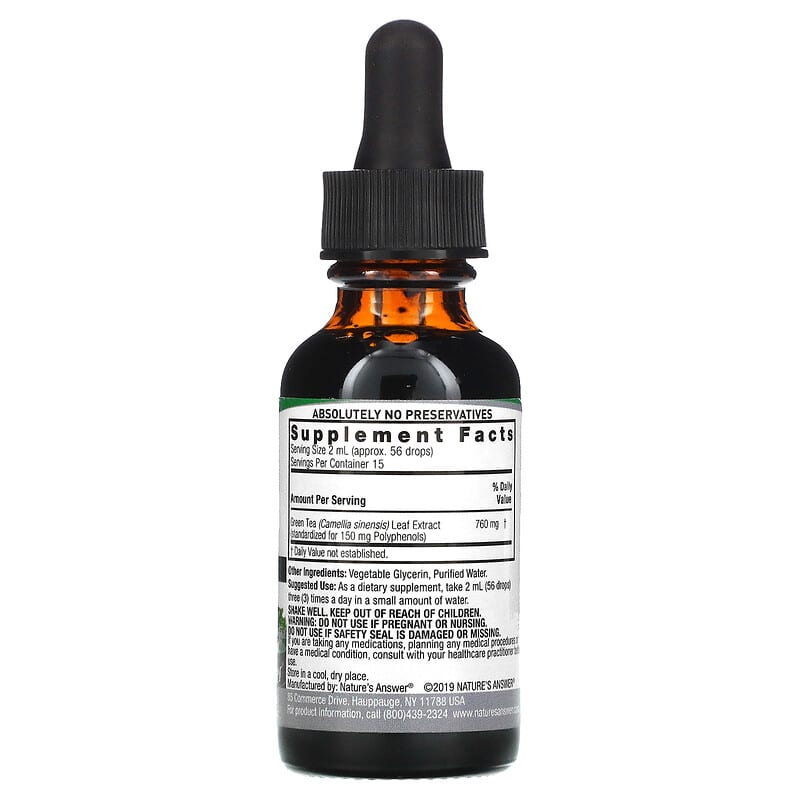 Nature's Answer, Green Tea Extract, Alcohol-Free, 2,000 mg, 1 fl oz (30 ml) 83000006333