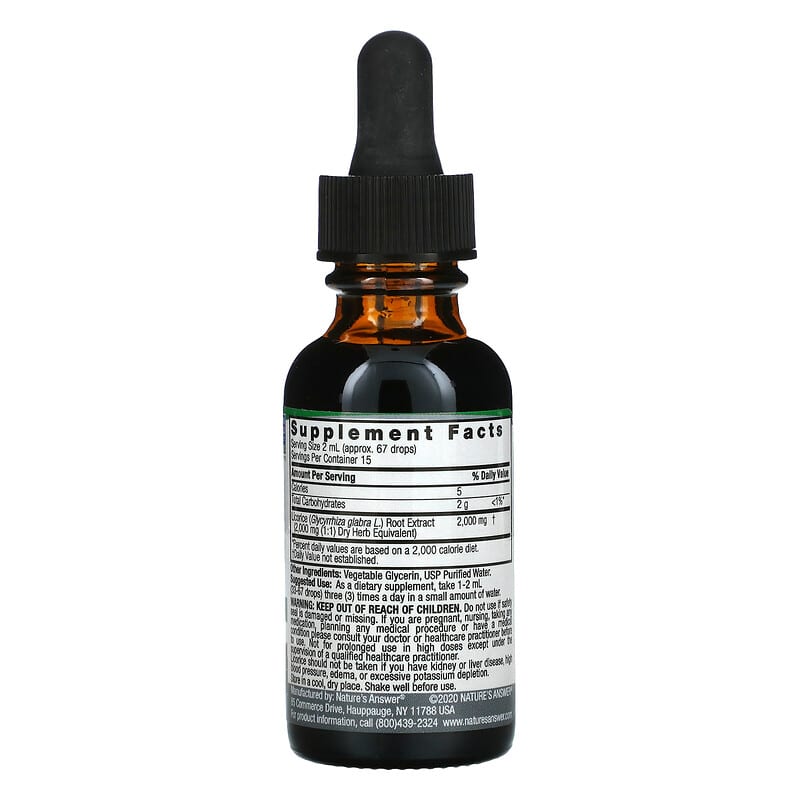 Nature's Answer, Licorice Root, Fluid Extract, Alcohol-Free, 2,000 mg, 1 fl oz (30 ml) 83000006401